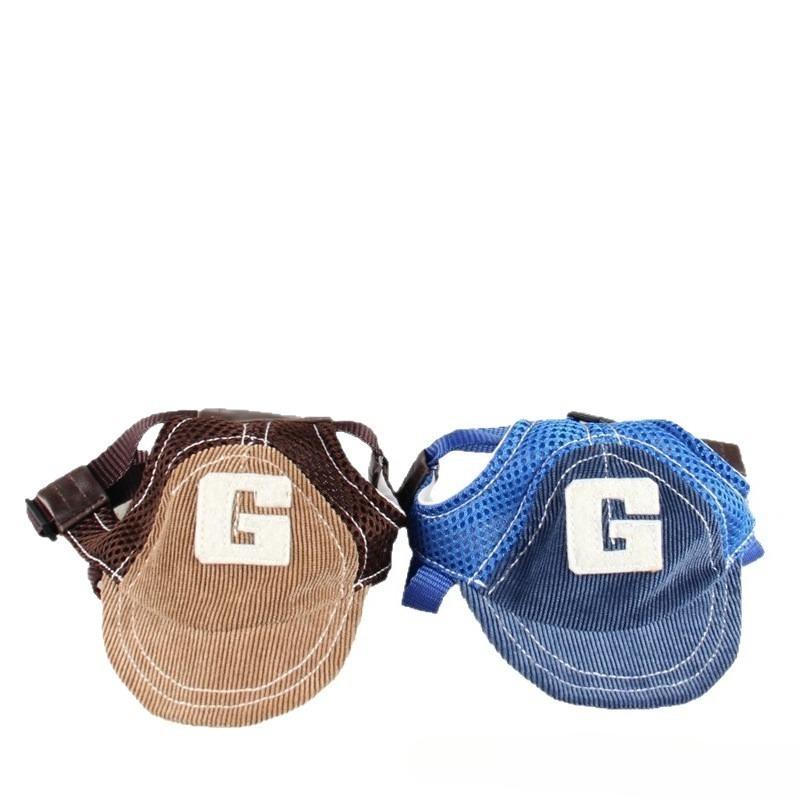 Fashion G-shaped Corduroy Dog Sun Hat Breathable Baseball Hat for Pet Outdoor Travel Use