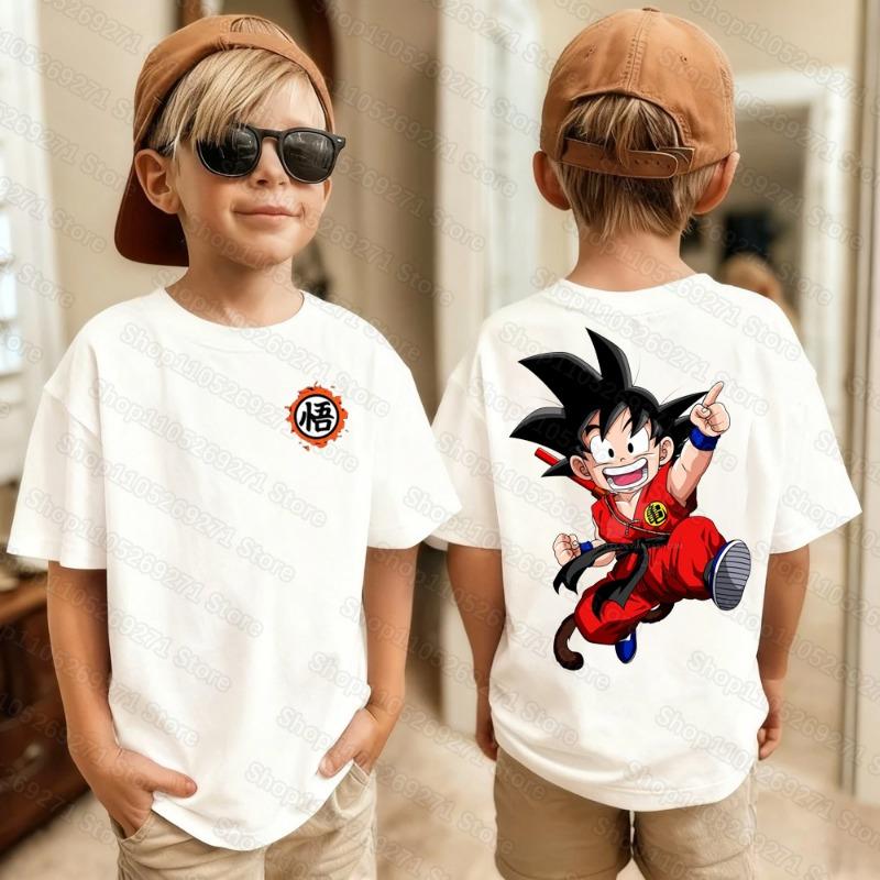 Anime Dragon Ball Kids T-shirt Son Goku Cute Cartoon Fashion Print Summer Cotton Boys Girls Loose Short Sleeve Clothing Gifts