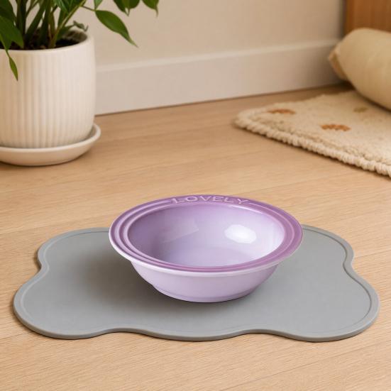 Ceramic Cat Feeding Bowl, Whisker Friendly Kitten Dish for Food & Water, Microwave Dishwasher Safe Wide Shallow Pet Plate for Dry Wet Food