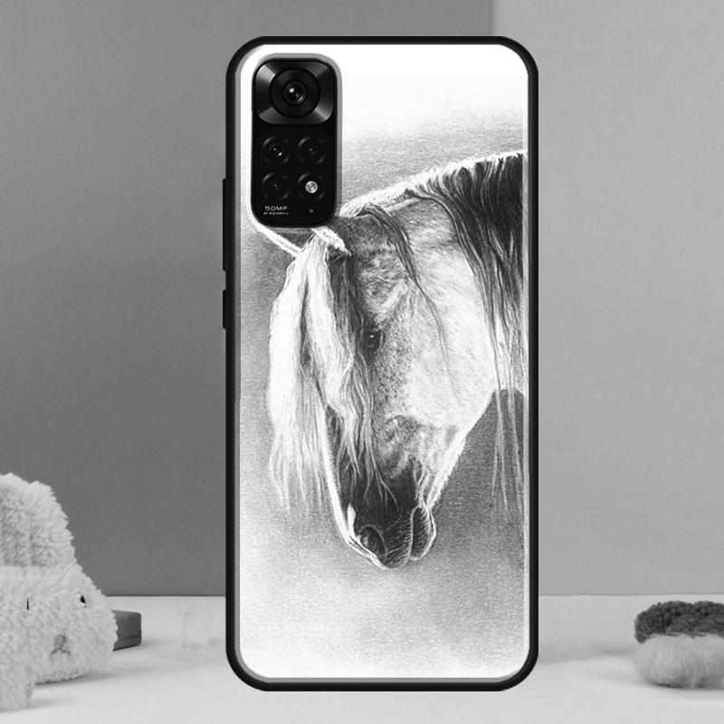 Horse Sketch Case For Xiaomi Redmi Note 14 13 12 Pro 11 9 10 9S 10S 11S 12S Redmi 14C 13C 10C 12C Cover
