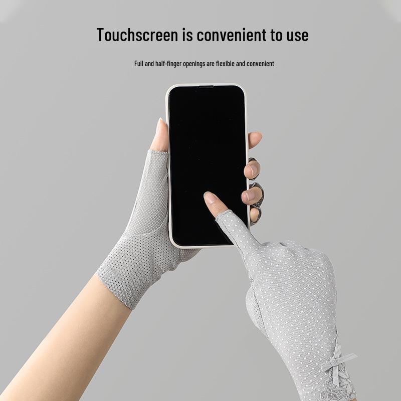 Women's 7020 Fingerless Non-Slip Touchscreen Sun Protection Cycling & Driving Gloves