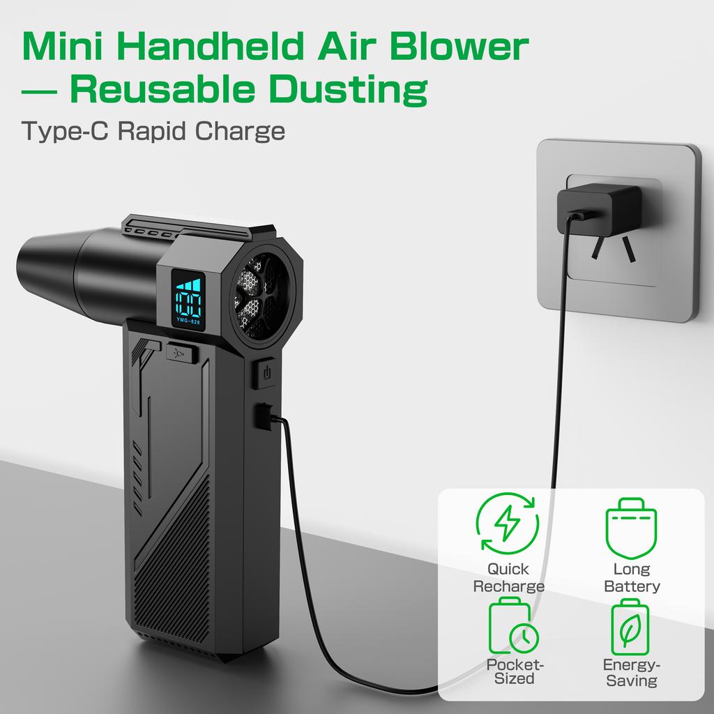 2025 Type-C Charging Handheld Turbo Jet Fan With Brush Portable High Speed Cleaning Blower Tool Powerful Air Blower Violent Fan