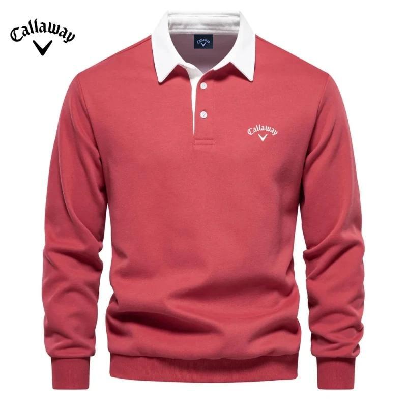 Callaway Men's Embroidered Pure Cotton Long Sleeved Polo Shirt for Autumn and Winter, New Fashionable and Casual Multifunctional Top