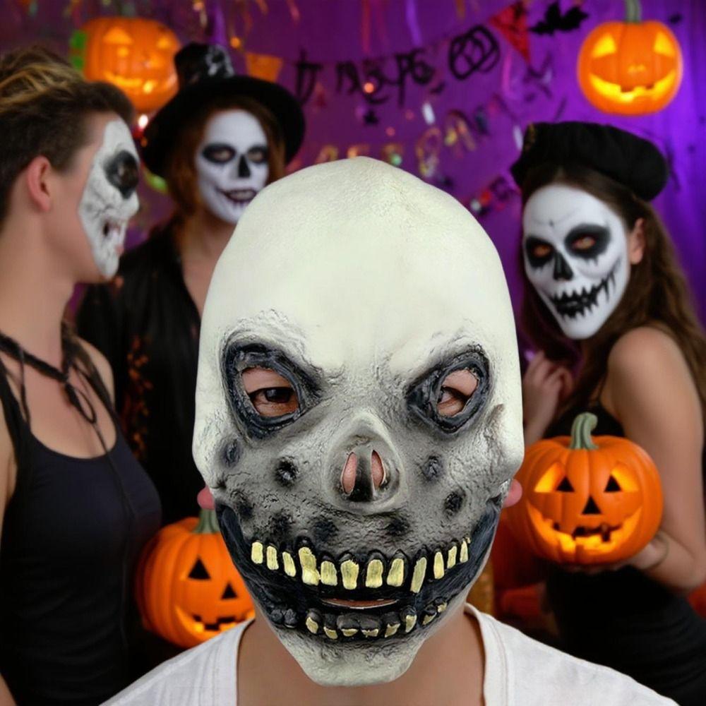 Latex Halloween Skull Mask Realistic Full Face Mask Terrifying Cosplay Mask  Costume Party Supplies