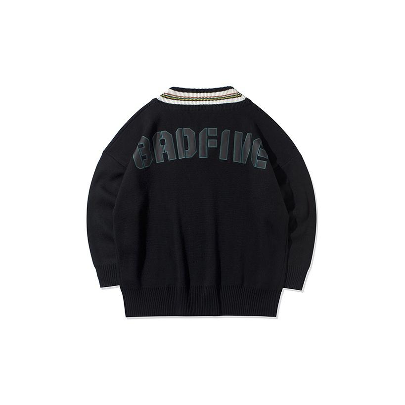Li-Ning Printed Letter V-Neck Pullover Sweater Men sweater Standard-Black AMBP007-2
