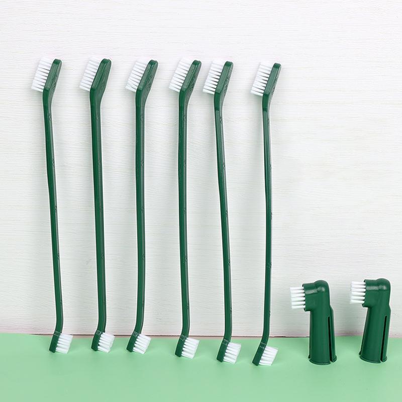 Pet Double headed Toothbrush Set Double Head Dog Toothbrush Dog Cat Oral Cleaning Cat Dog Convenient Finger Brushes