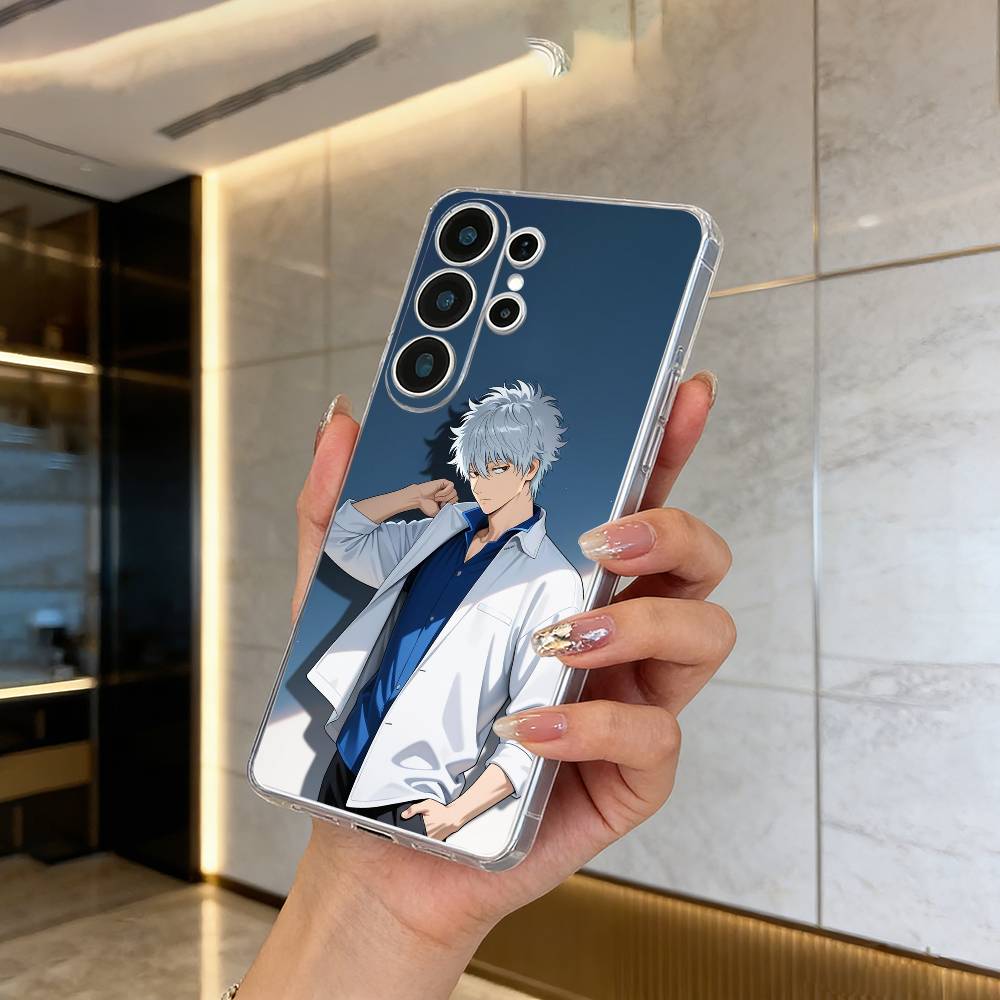 G-Gintama-Gintoki Sakata Clear Soft Silicone Phone Case forSamsung S25, S24, S21, S22, S23, S30, Ultra, S20, Plus