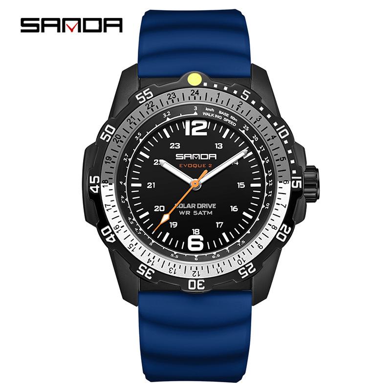 Sanda Quartz Solar-Powered Luminous Watch with Rotating Bezel and Long Battery Life - New Student Model