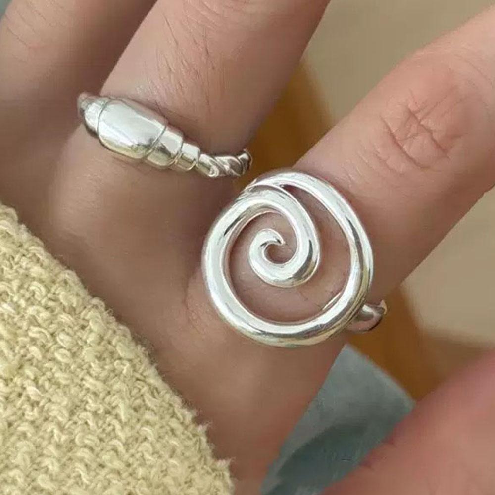 925 Silberringe für Damen Paar Minimalistisch Handgefertigt Einfach Runder Linienring Party Schmuck Geschenk Allergievorbeugend