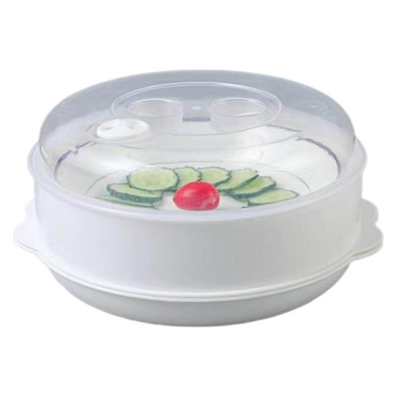 Microwave Steamer Container for Office Meals - Steamed Bun Heating with Lid and Rack