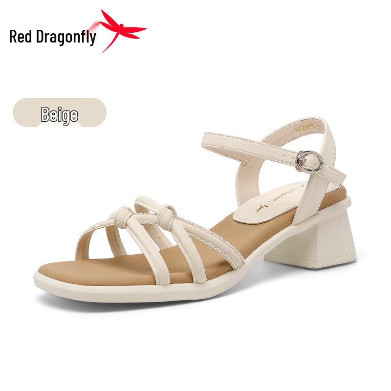 Red Dragonfly Women s 2026 Outdoor Fairy Style Chunky Roman High Heel Sandals 39