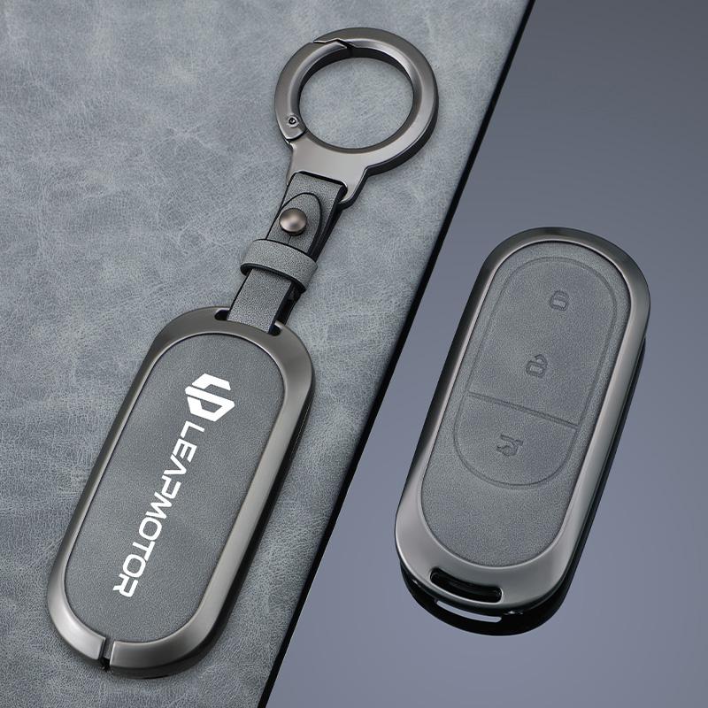 Zinc Alloy Leather Car Remote Key Case Cover For Leapmotor C16 C11 C10 C01 B10 T03 S01 Type Protector Shell Keychain Accessories