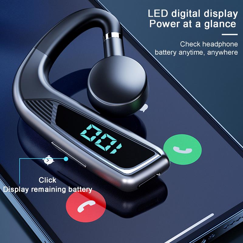 V18 Bone Conduction Headphones Bluetooth5.0 Earbuds With Earhooks With LED Digital Display Business Wireless Earphone For Phones