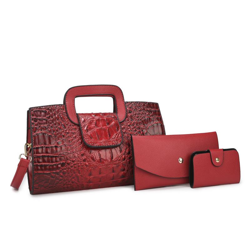 Multi-piece Women's Bag New Crocodile Pattern Fashion Embossed Oblique Span Shoulder Portable Mother and Child Bag