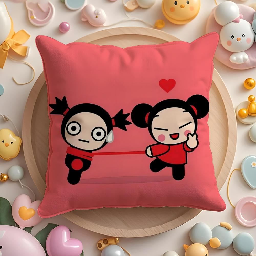 European P-Puccas Pillow Case Soft Plush Fabric Double-Sided Printed Cushion Cover Warm Winter Sofa Pillow Case