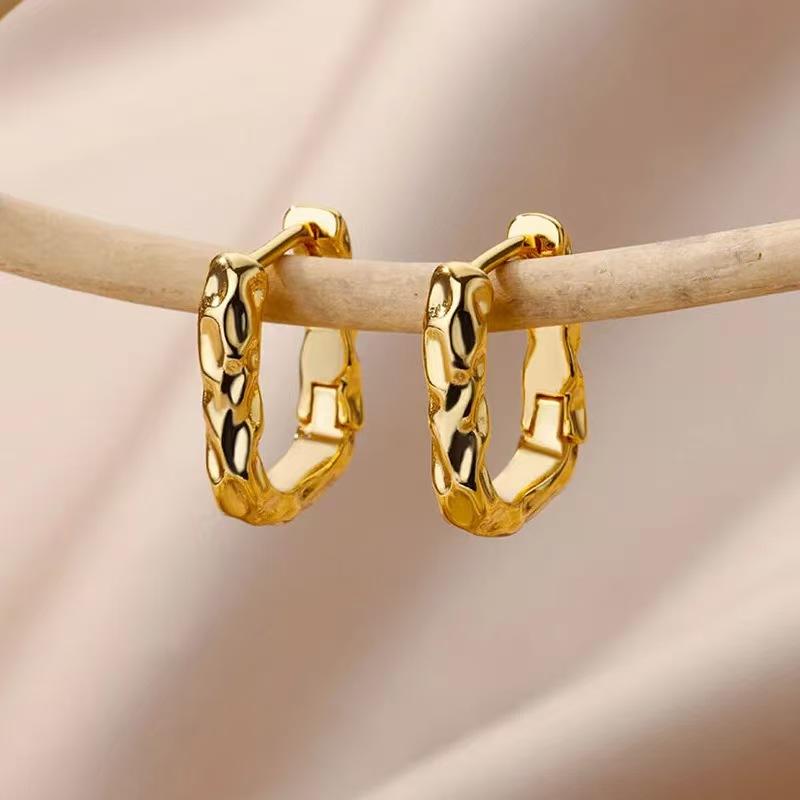 Elegant Round Earrings, Luxurious Stainless Steel Hoop Earrings for Women and Girls, Vintage Wedding Engagement Aesthetic Jewelr