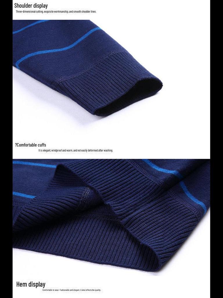 Men's Thermal Knitted Sweater - Plus Velvet, Round Neck, Thick Autumn/Winter Wear