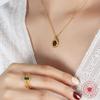 Elegant Black Zircon Oval Pendant Necklace - Gold-Plated Versatile Clavicle Chain for Women