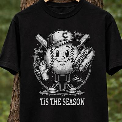 Kids Baseball Tee, Tis The Season Graphic, Vintage Sports Shirt, Toddler Fan Top