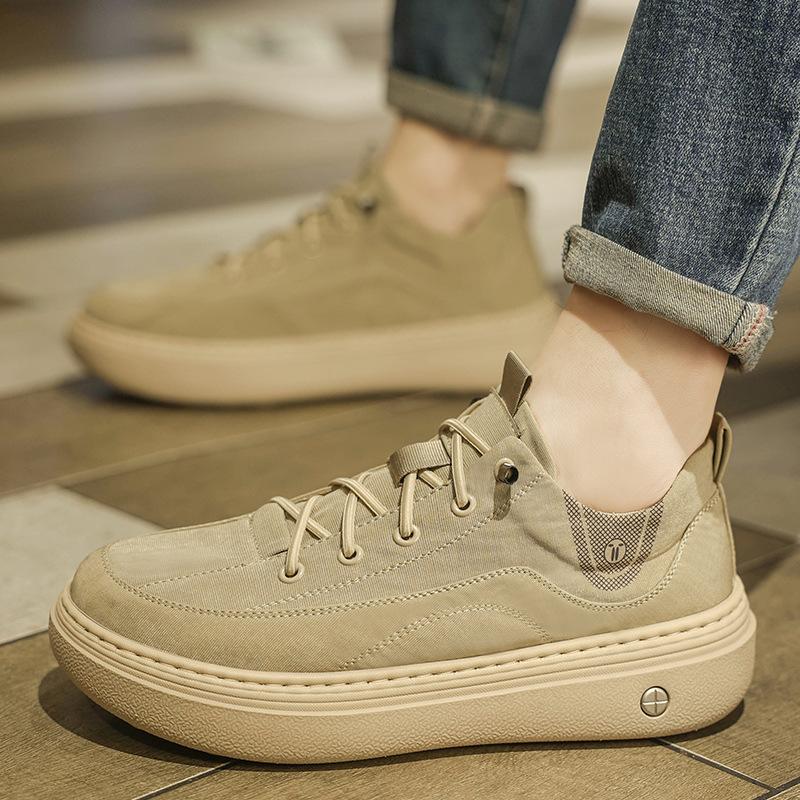 New autumn men's shoes platform canvas shoes casual trendy shoes old Beijing cloth shoes one pedal lazy comfortable driving shoes