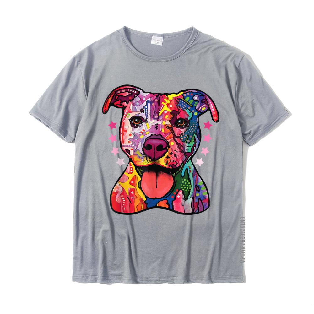 Pitbull Tshirt Rainbow Pitbull Shirt Gifts For Dog Lovers Oversized Group T Shirts Cotton Men Tops Tees Simple Style