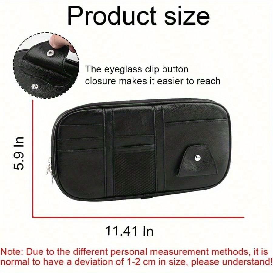 Car Sun Visor Organizer Multi-Pocket Storage For Sunglasses, Cards, Cash, License, Pen & Keys | Auto Interior Accessory With Zipper Net Pocket