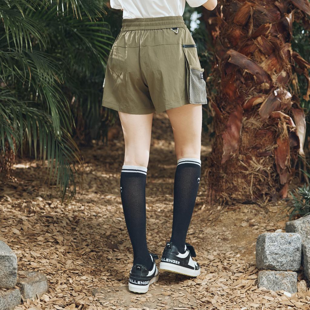 CHALLENGER Women'S Culottes With Detachable Mesh Big Pockets And Waist Drawstring, Khaki