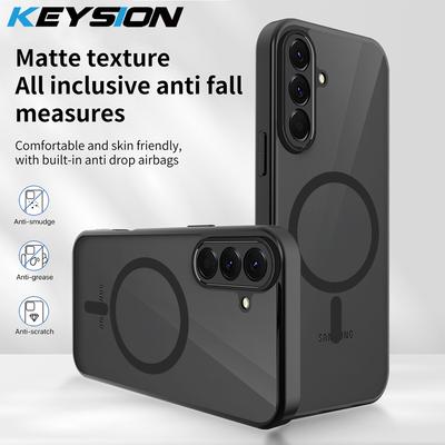 KEYSION Magnetic Phone Case for Samsung A27 5G Soft Silicone+PC Matte Translucent Black Shockproof Back Cover for Galaxy A27 5G