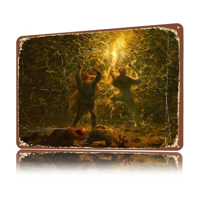 Burning Torch in the Forest Personalized D Textured Metal Poster Wall Art Tinplate Sign for Gaming Room Decoration Man House
