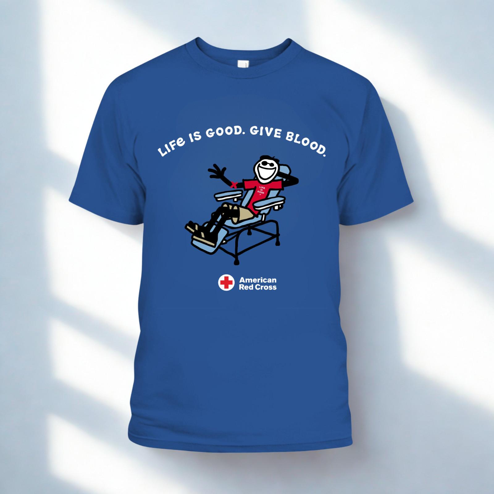Life Is Good Give Blood Shirt, Blood Donation Graphic Tee, Donor Gift L