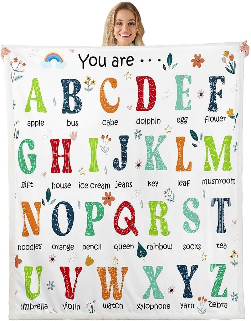 Counting Numbers Educational Blanket Soft Sherpa Throw Learning Tool for Kids Math Practice Bedroom Nursery Decor