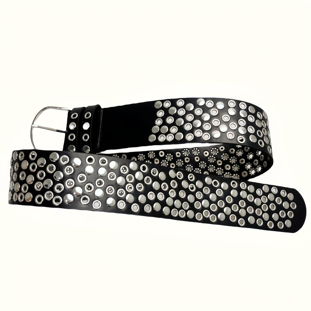 American Retro Punk Style Wide Belt, Feminine Eye Rivet Multi-hole Design Sense Belt Decoration, Versatile