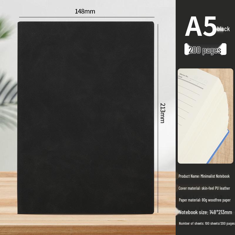 A5 Sheepskin Leather Business Notebook – Thick, Soft Cover for Meetings & Records