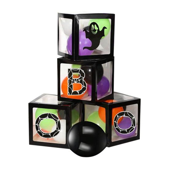 4 Pcs Halloween Balloon Box Transparent Boo Ghost Balloon Box for Halloween Baby Shower Gender Reveal Birthday Party Decor