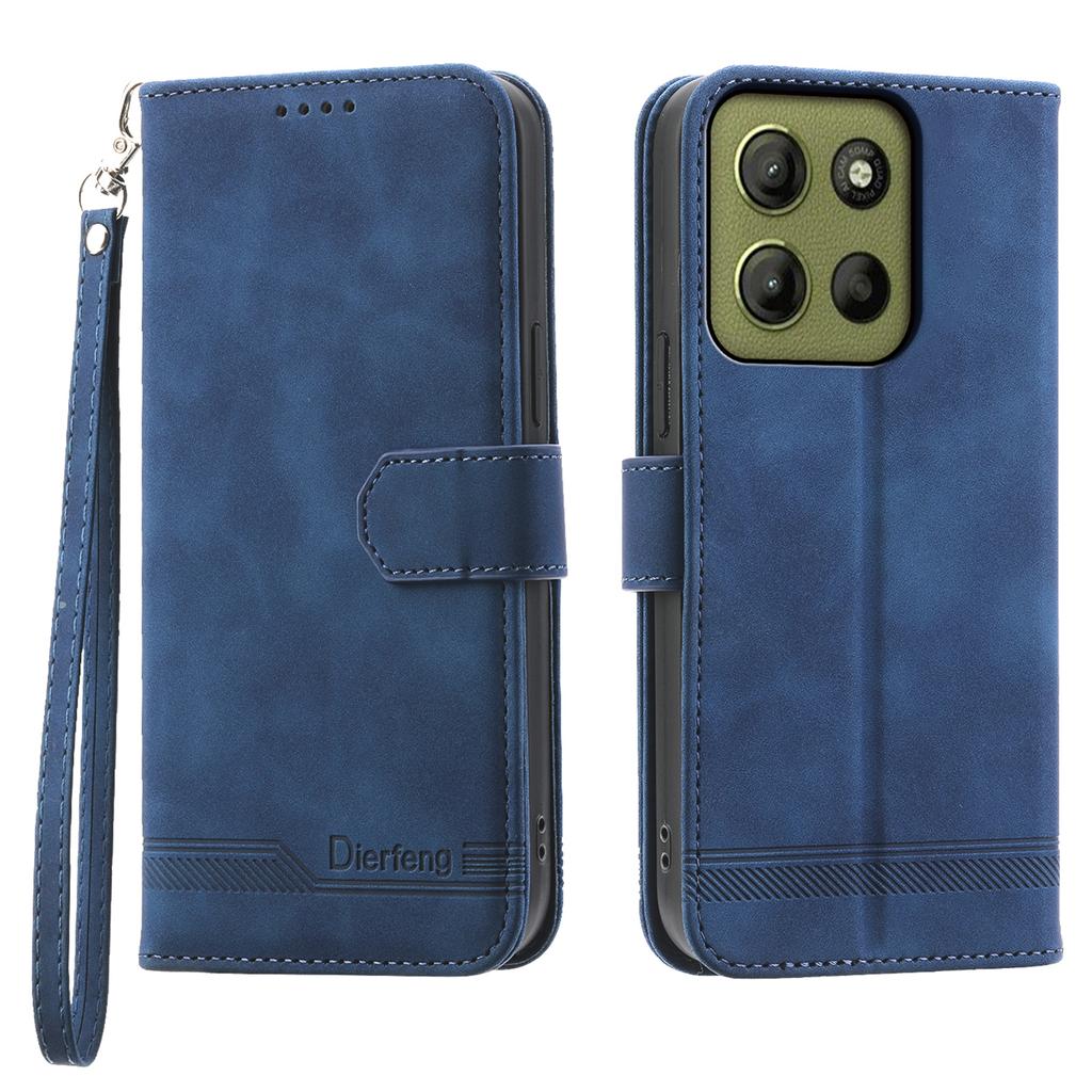 DIERFENG DF-03 For Motorola Moto G15 4G Leather Case Lines Imprint Wallet Phone Cover
