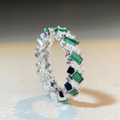 Anello da Dita Scintillante Trendy di Lusso per Donna Gioielli Verde Brillante/Bianco con Zirconia Cubica per Fidanzamento Moda Lusso Accessori Quotidiani
