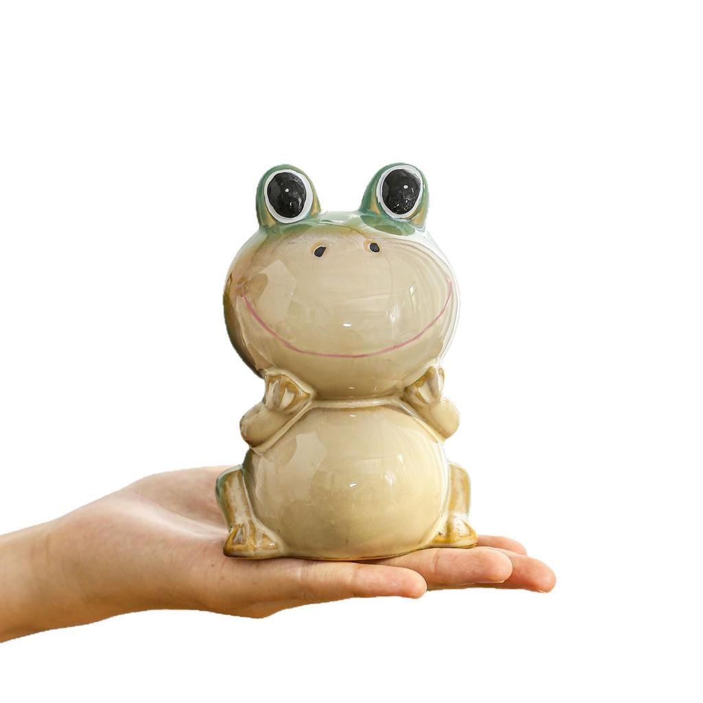 Personalizovaná roztomilá kreslená keramická žába pokladnička, malá zvířecí stolní dekorace, Jingdezhenský porcelán v obývacím pokoji