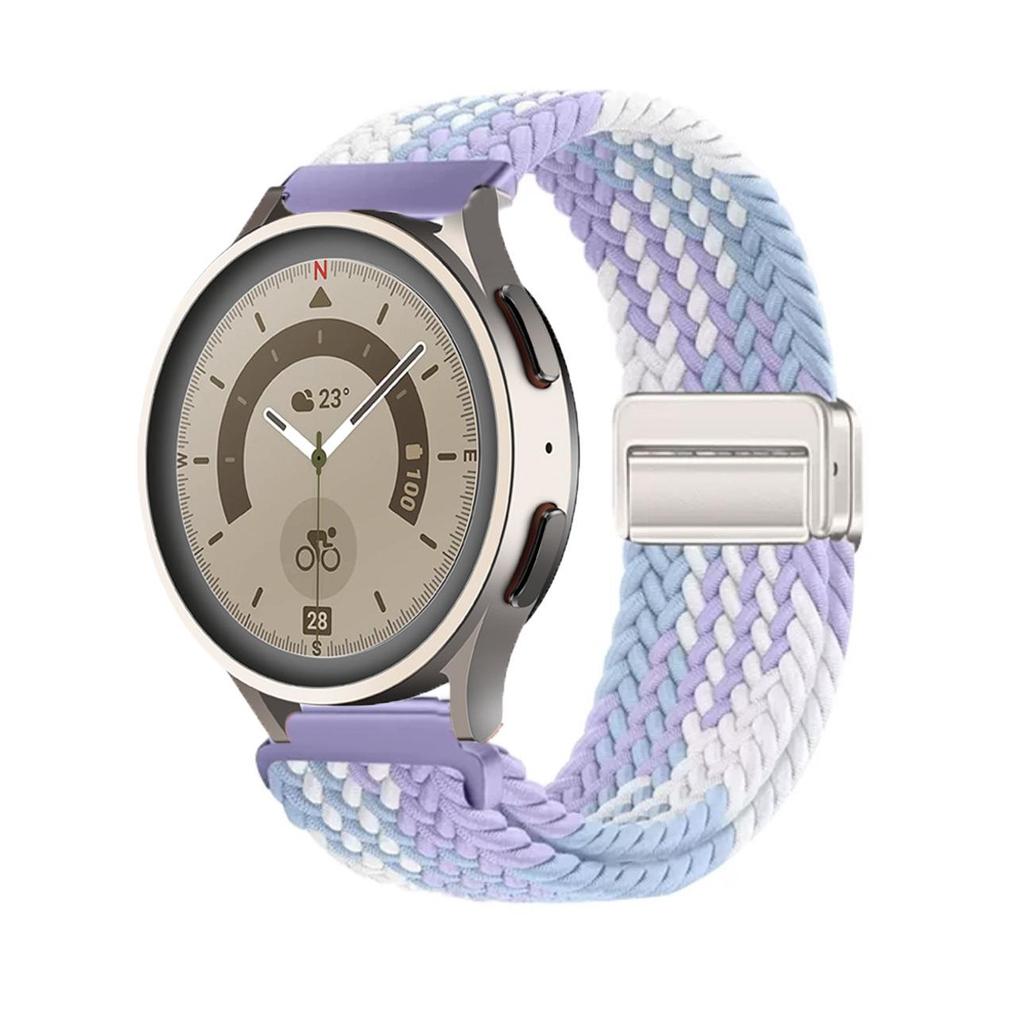 Pulseira Magnética de Nylon Trançado Compatível para Huawei GT4 & Samsung Watch6 (20mm/22mm)