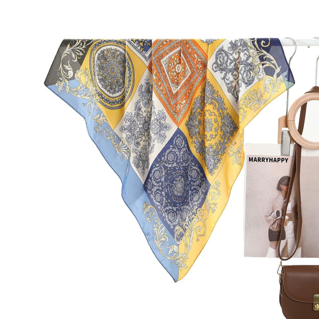 Retro Cashew Print Ladies' Faux Silk Neckerchief - Versatile and High-End Feel Square Scarf