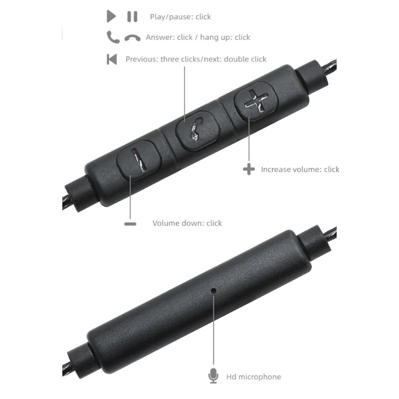 Headphone Cable 0.78 3.5MM Interchangeable Upgraded Cable Ergonomic Angled Connector With Microphone Transmission