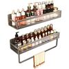 Space Aluminum Wall Mount Bathroom Shelf With Layer Storage For Toilet And Sink Area