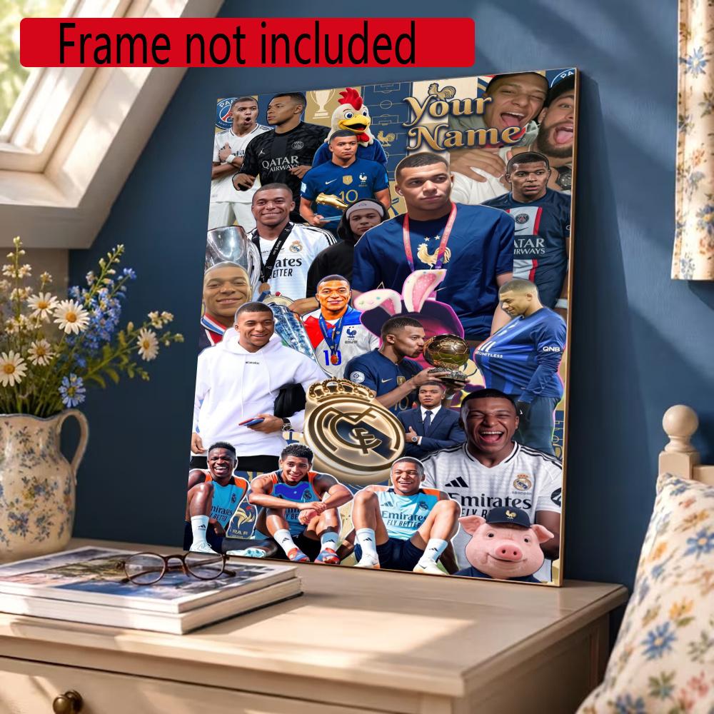 Mbappe Personalized Name Diamond Paintings Mosaic Wall Round Diamond Art Painting Kits Embroidery Crystal Accessories Frameless