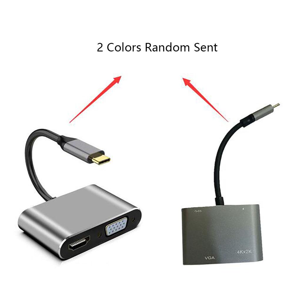 Type-C 4 In 1 Audio Converter Type C To VGA USB USB-C Hub Adapter Adaptor Grey