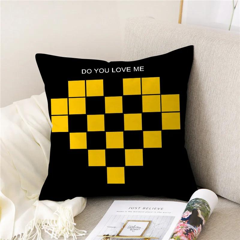 Yellow and Black Cartoon Bear Giraffe Throw Pillow Case Geometric Cushion Covers for Home Sofa Chair Decorative Pillowcases