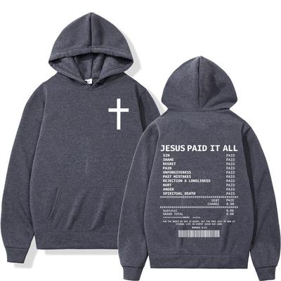 Jezus Chrześcijańska Biblia Męska Plus Size Bluza z Kapturem Harajuku Klasyczna Codzienna Y2K Uliczna Prosta Jesień Zima Polarowa Bluza z Długim Rękawem