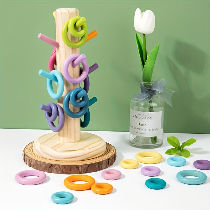 Infant and Toddler Color Sorting Rainbow Macaron Shape Recognition Educational Wooden Toy Home Decor