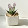 Faux Crystal Flower Figurine Mini Hand Blown Glass Potted Flower Ornament for Home Office Table Decor Gifts for Wedding Birthday Mother's