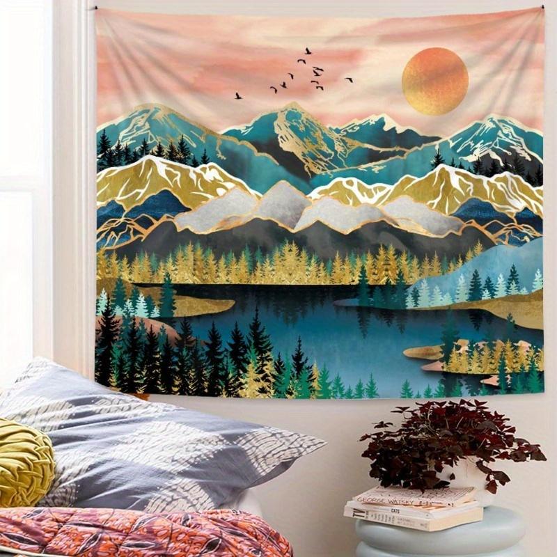1pc Nordic Style Landscape Tapestry, Polyester Fabric, Machine Washable, Suitable for Bedroom and Living Room Decoration