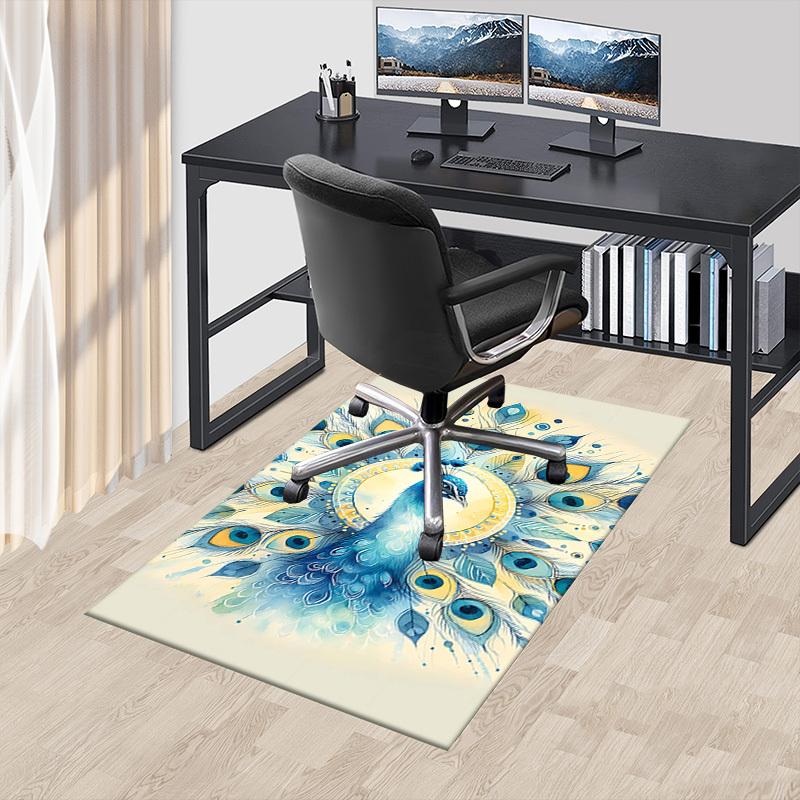 1PC Peacock Feathers Extra Large Non Slip Floor carpet, Office, family, Studio   Large Area Rug Indoor Rugs, Bold Statement Piece