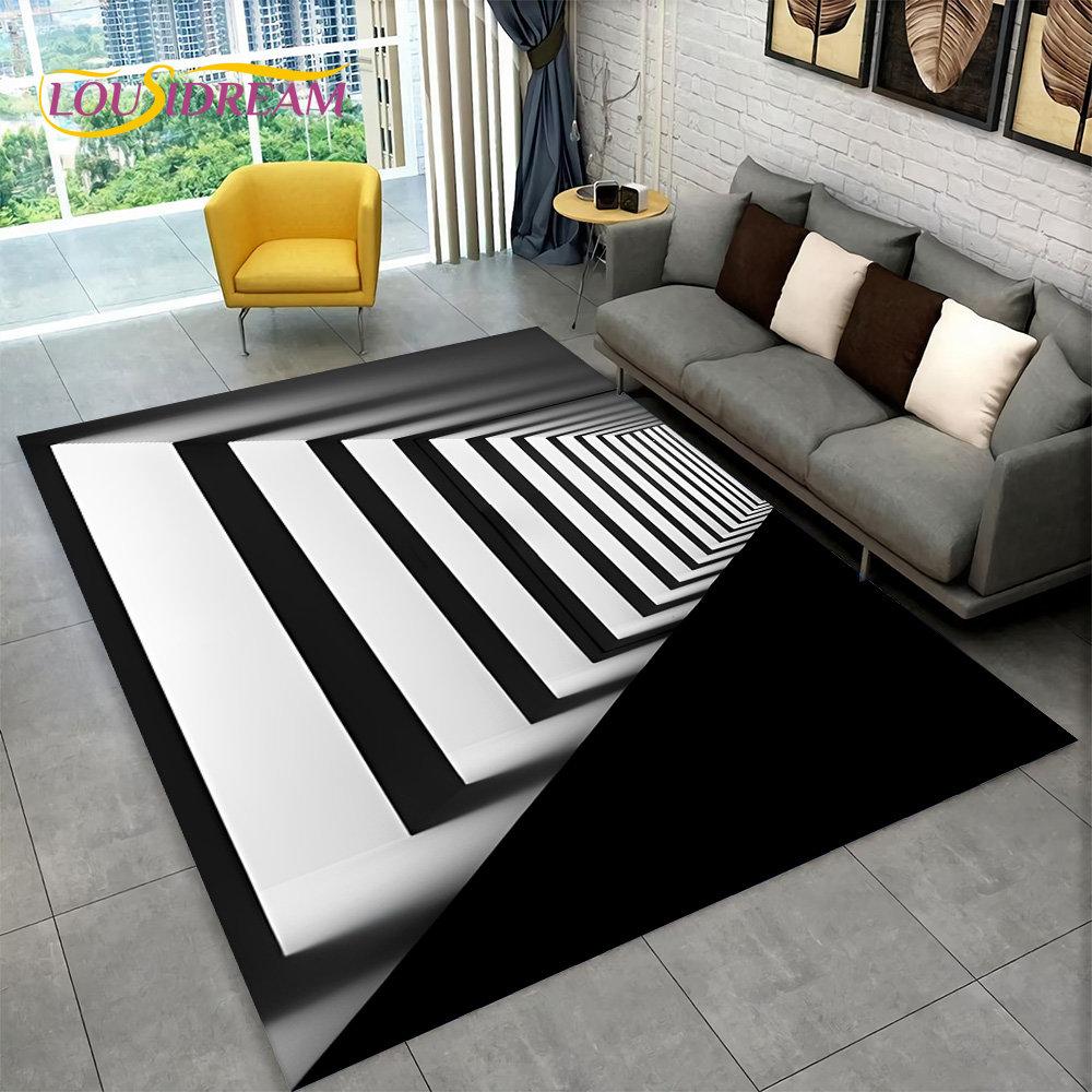 3D-Vortex-Illusionsteppich, abstrakter geometrischer optischer Teppich für Wohnzimmer, Schlafzimmer, Sofa, Fußmatte, Dekor, rutschfeste Bodenmatte